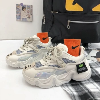 

Fashion Chunky Sneakers Platform 2020 Autumn Old Dad Shoes Ulzzang Designers Woman Sports 5cm Casual Shoes Tenis Female Lacing