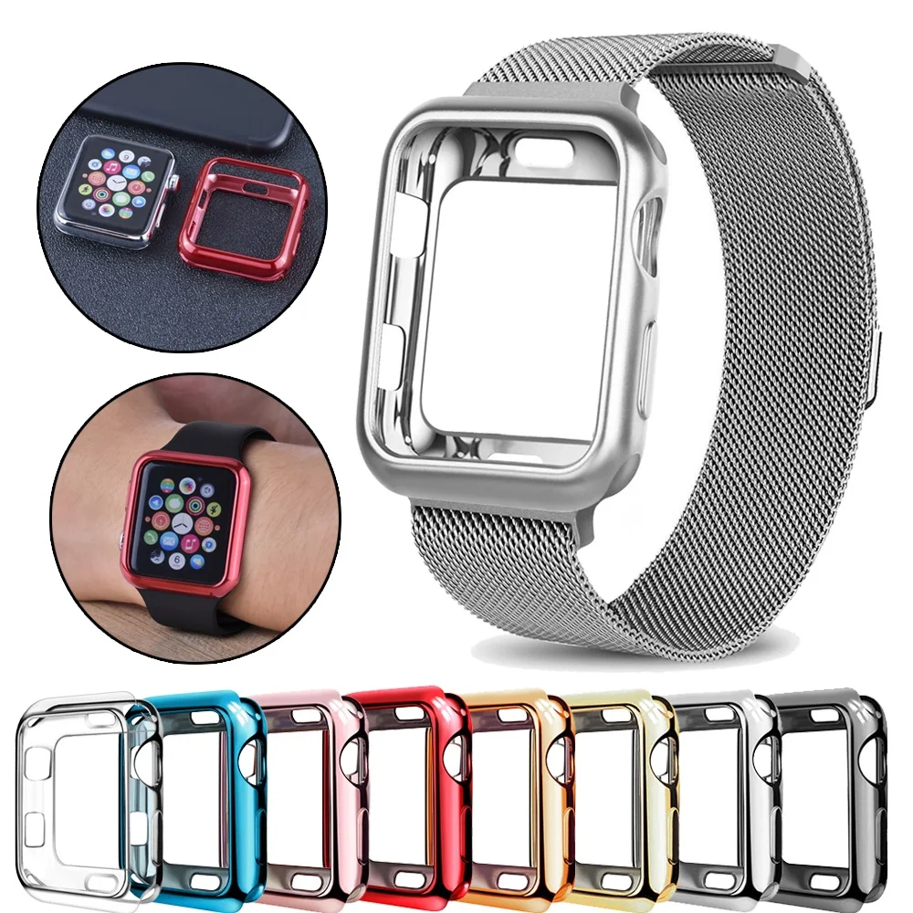 

TPU Slim Soft Case for Apple Watch Series 1 2 3 38MM 42MM Plating Protective Cover for iwatch Series 4 5 40MM 44MM