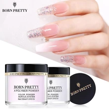 Adhesive Extension Acrylic-Powder Nail Polymer-Tip Clear Rhinestone Carving Pink Born Pretty