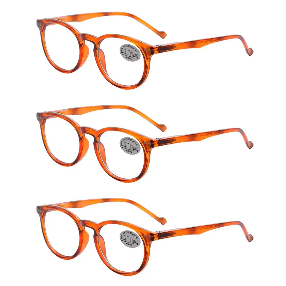 3pcs orange Синий светильник, блокирующие очки, Круглые ретро очки, оправа, анти-синие очки для компьютерных игр, компьютерные очки, прозрачные линзы, очки - Цвет оправы: 3pcs orange