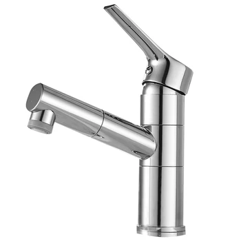 

Copper Wash Sink Faucet Stylish Single Hole Water Tap Hot and Cold Mixing Valve Faucet Pulling Type Kitchen Bathroom Water Tap