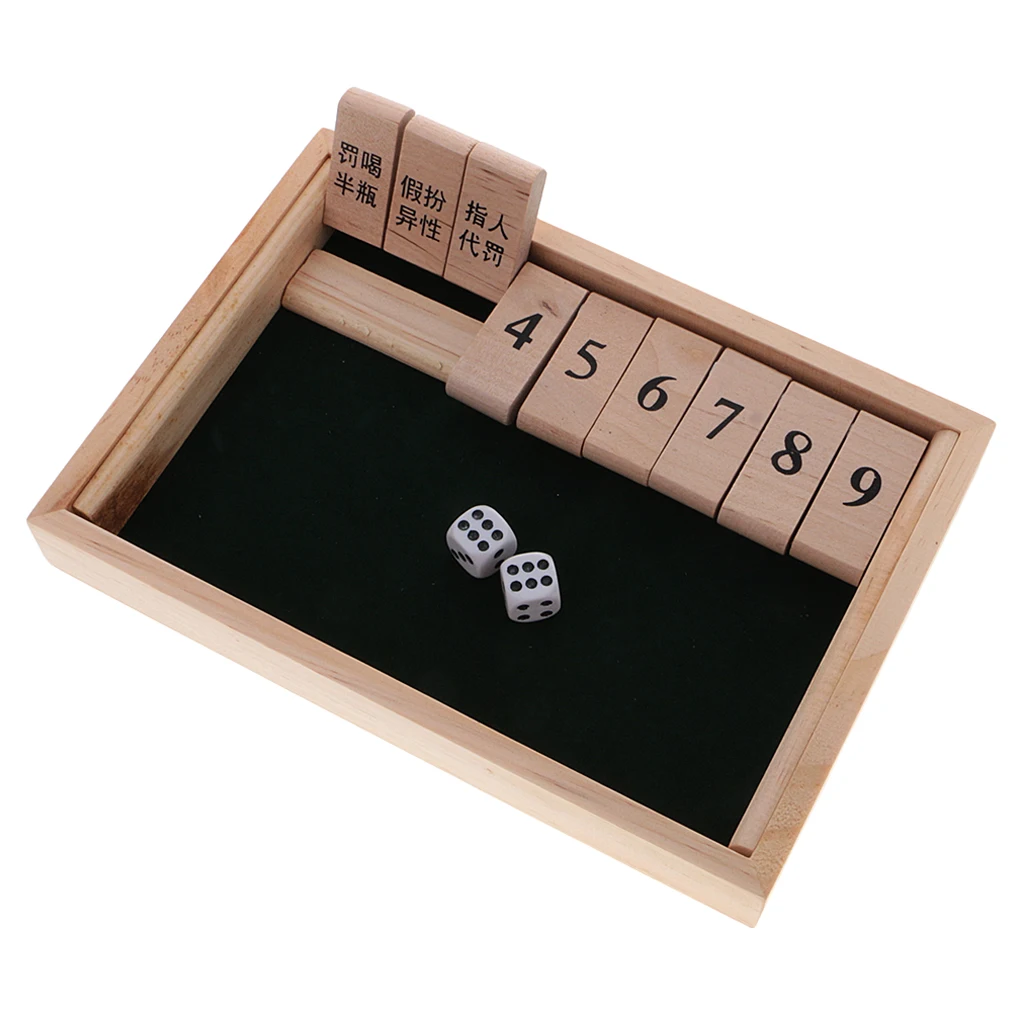 

Shut The Box Board Game Set with 2 Dices Number Drinking Games Adult Party Club Family Game Indoor Leisure Entertainment