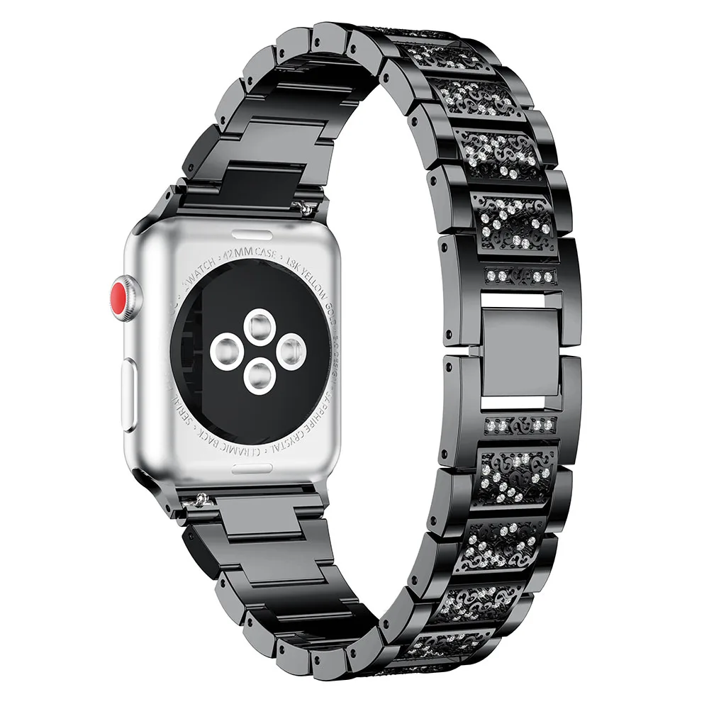 Алмазный ремешок из нержавеющей стали для Apple Watch Band 5 44 мм 40 мм 38 мм 42 мм модный металлический спортивный браслет для iWatch Series 5 4 3 2 1 ремешки