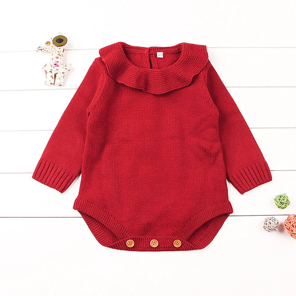 Newborn Baby Girl Knit Warm Romper Bodysuit Jumpsuit Outfits Set Kids Clothes