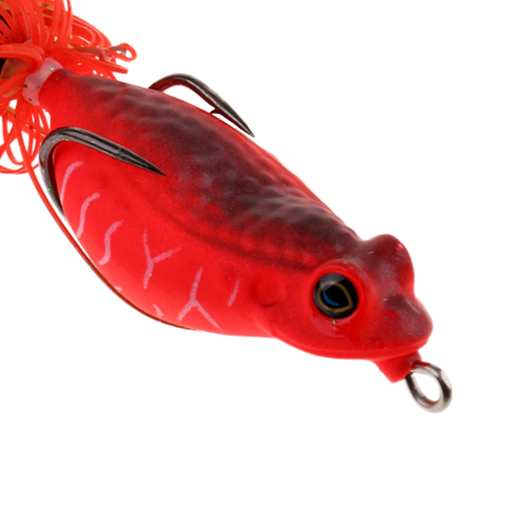 5Pcs Frog Fishing Lures Soft Baits Topwater Crankbait with Threads Skirts