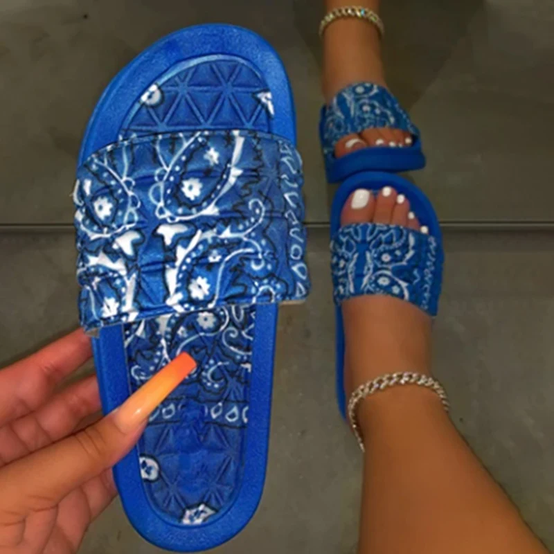 Women Slippers Woman Summer Graffiti Flat Sandals Women