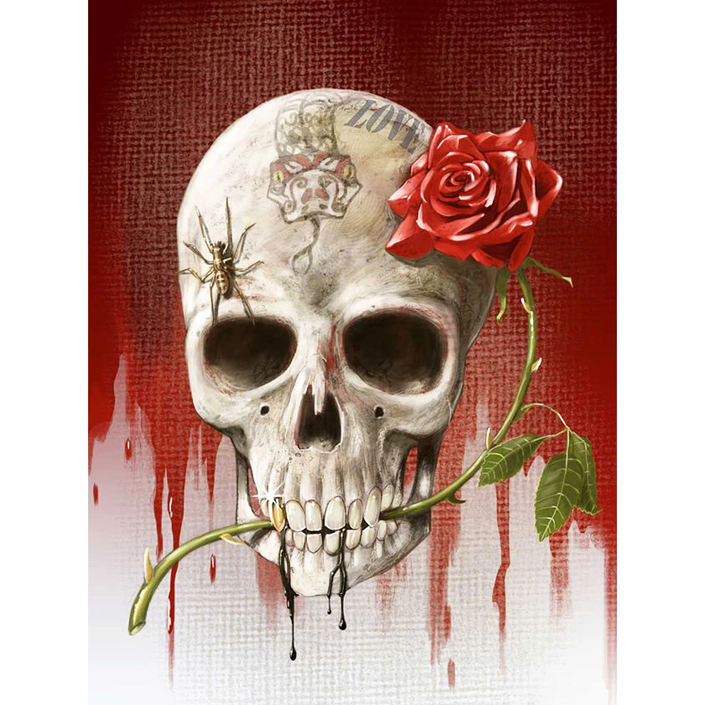5D DIY Diamond Painting Full Square Skull Embroidery Portrait Rose Rhinestone Cross Stitch Bead Picture Wallpaper a1629 | Дом и сад