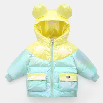 

2020 New Winter Children's Down Jacket Colorful Ears Boys Girls and Baby Warm Jacket Korean Style Fashion Colorful Coats For Kid