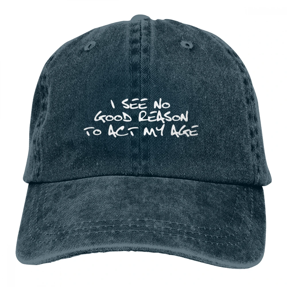 Я не вижу никаких причин, чтобы играть мой возраст Casquette черный унисекс Мужские Женские джинсовые бейсболка с ремешком кепки Регулируемый Гольф папа шляпа
