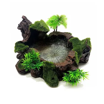 

Simulation Ornament Tank Decor Feeding Resin Reptile Platform Artificial Tree Trunk Food Water Eco Friendly Dish Bowl Lifelike