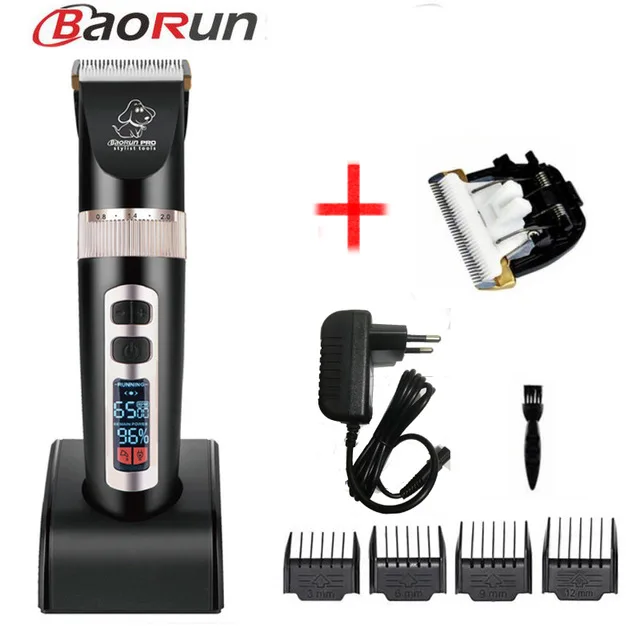 P9 BLACK ADD 1 BLADE Профессиональная машинка для стрижки собак BaoRun P9, машинка для стрижки домашних животных, машинка для стрижки собак с ЖК-дисплеем, машинка для стрижки кошек и собак - Цвет: P9 BLACK ADD 1 BLADE