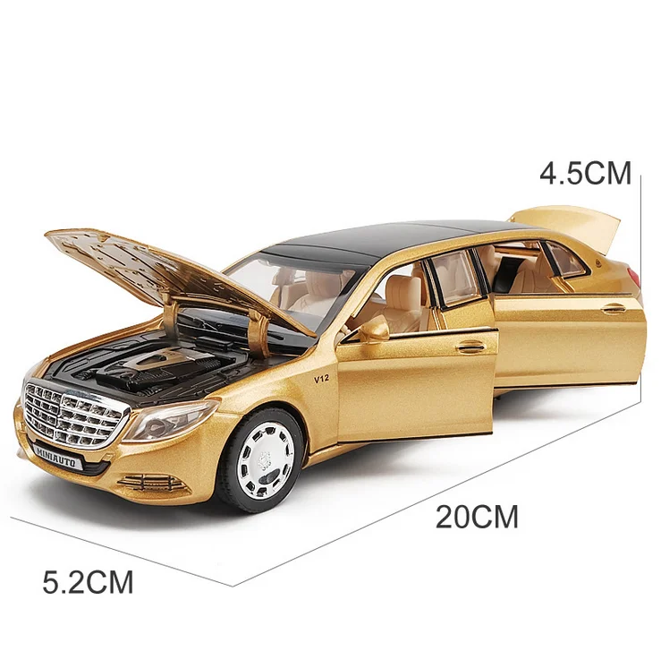 KIDAMI модель автомобиля из 1:32 сплава игрушка литая под давлением Автомобиль Maybach S600 оттягивающийся звук и светильник коллекция для детских подарков - Цвет: Gold