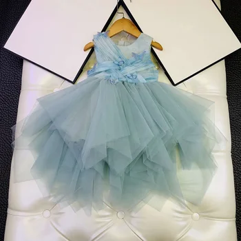 

European and American children's wear 2020 summer new style Sleeveless three-dimensional flower gauze Baby girl dress