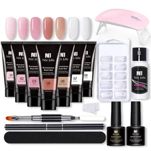15pcs/set Nail Gel Kit Nails Polish Quick Building UV Gel varnish Transparent Crystal Solid Extension Builder Manicure Dryer Set