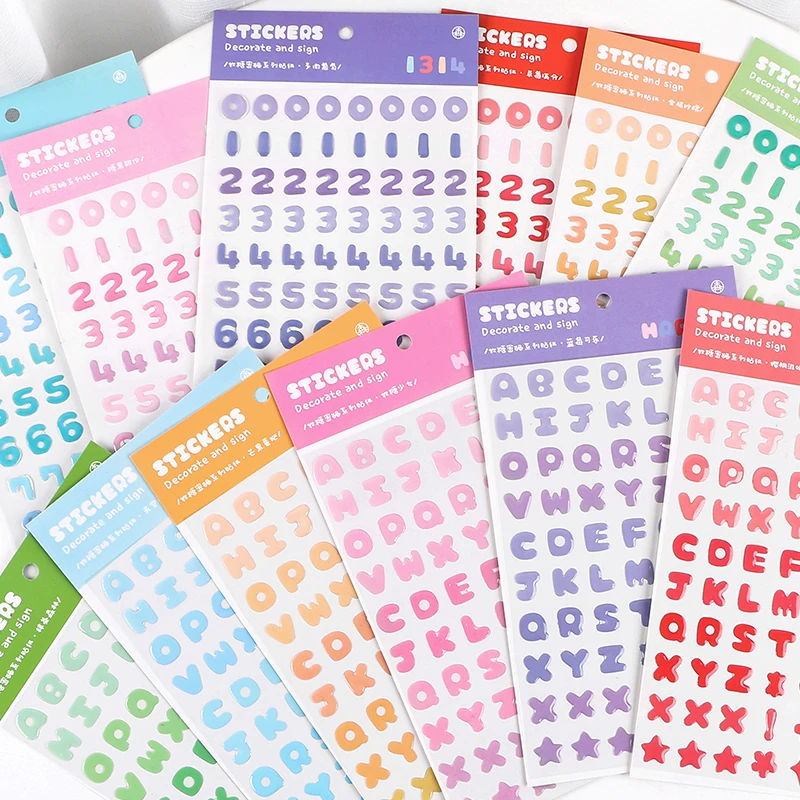 

Candy colors Alphanumeric Stickers 12 Design Gift Sealing Decorative Collage Custom Scrapbooking DIY bullet journal Album