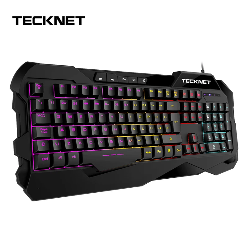 Tecknet профессиональная игровая клавиатура с подсветкой Водонепроницаемая USB 101