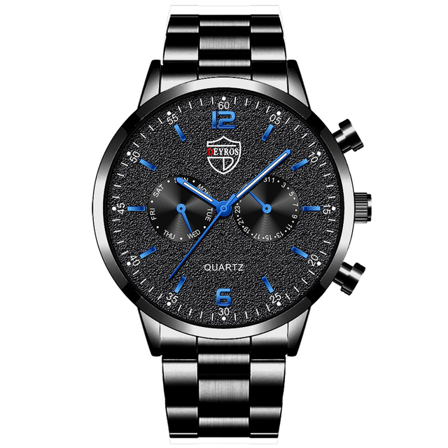 Mens Luxury Business Watchs Stainless Steel Quartz Wrist Watch Male Leather Watch Calendar Luminous Clock reloj hombre