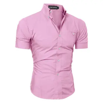 

Luxury Men's Slim Fit Shirt Short Sleeve Stylish Tops Men Casual Short Sleeve Shirts Buttons Top Clothing Solid Plus Size