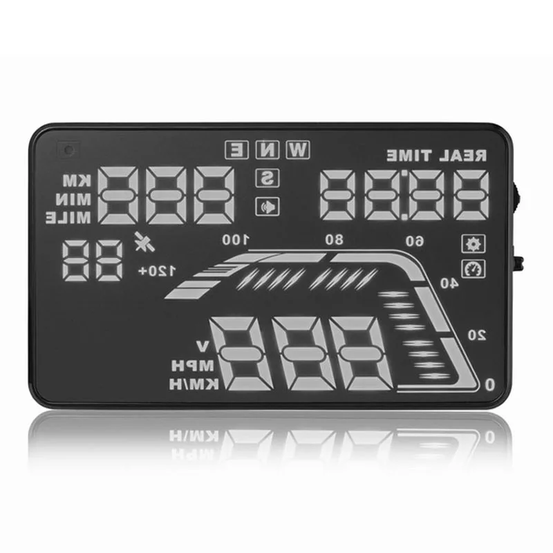 Универсальный 5," многоцветный автомобильный HUD gps дисплей с головкой, спидометры, сверхскоростная панель управления предупреждением лобового стекла проектор