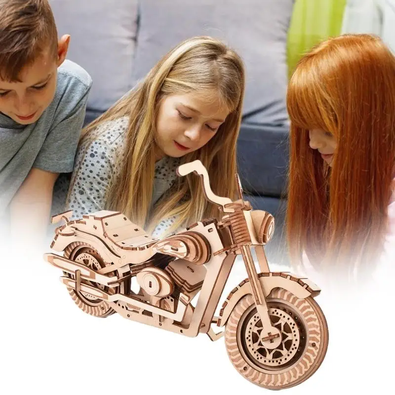 DIY лазерная резка 3D модель мотоцикла детские деревянные головоломки игра сборка игрушка изысканный и тонкий дизайн внешний вид