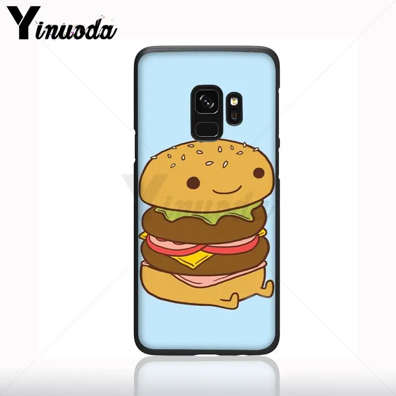 Makanan Lucu Bahasa Perancis Goreng Burger Pizza Hitam Cell Phone Case untuk Samsung Galaxy S10plus S9 S8plus S10e A50 A70 A10 Ponsel
