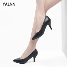 Yalnn/3, 5, 7 см; цвет черный, белый; женская обувь; туфли-лодочки на высоком каблуке; женская обувь; Tacones Mujer; женские свадебные туфли на высоком каблуке