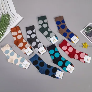 

Crew Socks Women Cotton Woman Sock Dot Print Solid Soft Sox Cartoon Ladies Autumn Winter Classic Lady Korean Calcetines Hombre