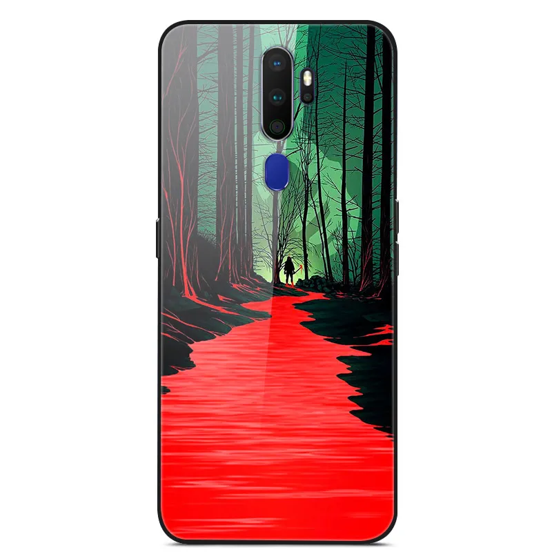 Для OPPO A9 чехол жесткий стеклянный чехол для телефона чехол для Funda OPPO A5 A9 Чехол Мягкий ТПУ бампер закаленное для OPPO A5 - Цвет: 15