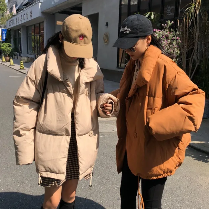 

Autumn Clothing New Style Women's Long-Sleeve Cotton Coat Short INS Online Celebrity Loose-Fit Korean-style Solid Color Thick Qu