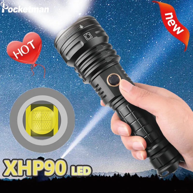 Портативный светодиодный фонарик XHP90 тактический Водонепроницаемый фонарь 5