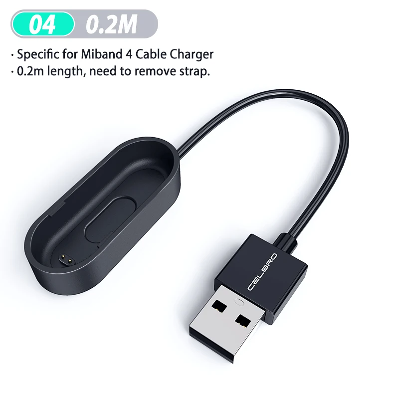 Portable Usb Charger Cable For Xiaomi Mi Band 4 Charging Wire Smart Wristband Accessories Wrist Band Bracelet Charger Adapter - Цвет: 0.2M Original