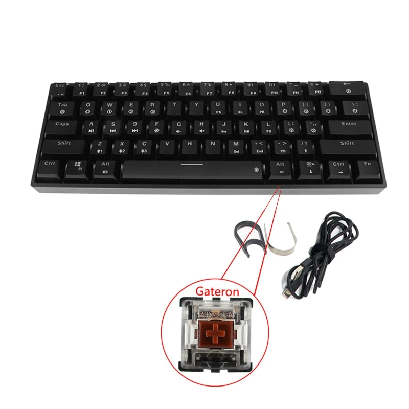 RGB LED Backlit Bluetooth 5.0 Wireless Mechanical Keyboard Portable Gaming Keyboard 61 Keys Mini Keyboard