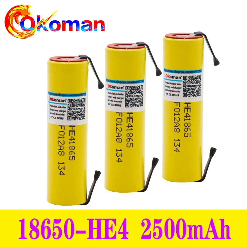100% оригинал HE4 3 7 v 2500mah 18650 литиевая аккумуляторная батарея для