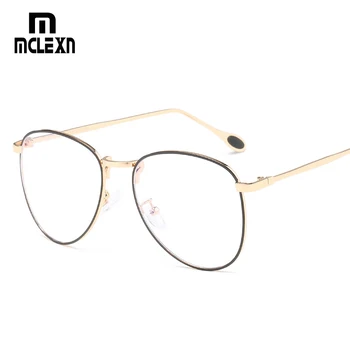 

MCLEXN New Arrival Fashion Retro Round Glasses Frame Anti Blu Women Myopia Metal Eyeglasses Optical Frame Computer Goggles