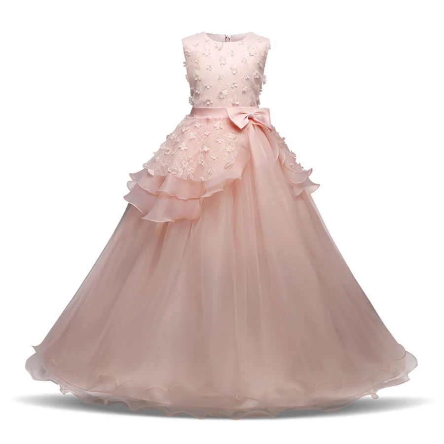 Г. Новые брендовые Платья с цветочным узором для девочек белое, розовое праздничное платье для причастия детское платье для выпускного бала для маленьких девочек на свадьбу - Цвет: Style 1 Pink