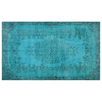 

Handmade Turquoise Vintage Overdyed Turkish Area Rug 158x263 Cm-5'2''X8'8''