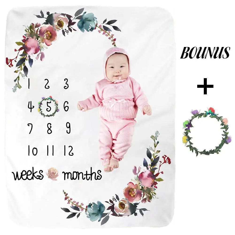 

Flannel Baby Month Milestone Photo Blanket Month Growth Record Wrap Towel Photo Blanket Baby Photography Background