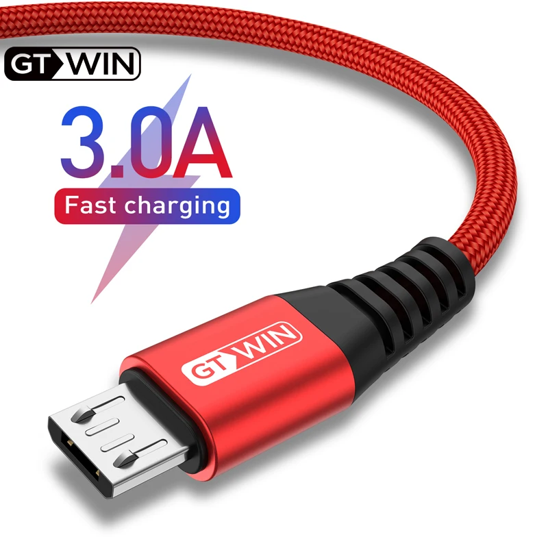 

GTWIN 0.25m/1m/2m Micro USB Cable 3A Fast Charging For Samsung Xiaomi Redmi Data Cord Charger For LG Note 5 Android usb Cable