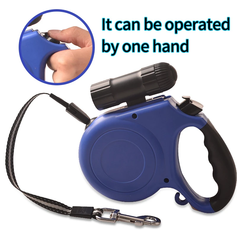 

New Retractable Dog Leash Rope With Flashlight For Night Use 5 Meters Long Dog Leash Traction Rope Quick Release Pet Products