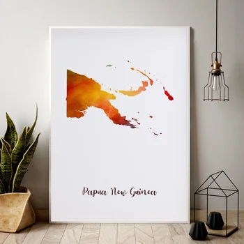 

Papua New Guinea map watercolor Map Modern City Canvas Art Print Wall Pictures for Living Room No Frame
