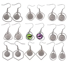 20 шт., серьги из нержавеющей стали, крючок, пустое сердце из кабошона, Базовая установка, подходит для 12 мм, лоток, ободок, серьги, сделай сам, аксессуары для изготовления ювелирных изделий