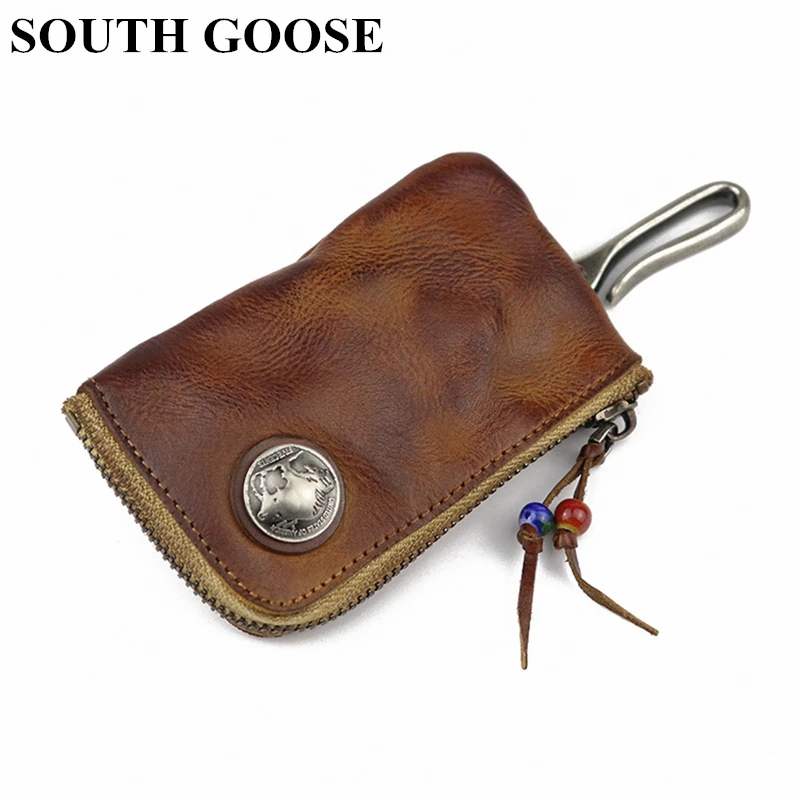 Genuine Leather Key Wallets Retro Keychain Unisex Key Bag Men Car Key