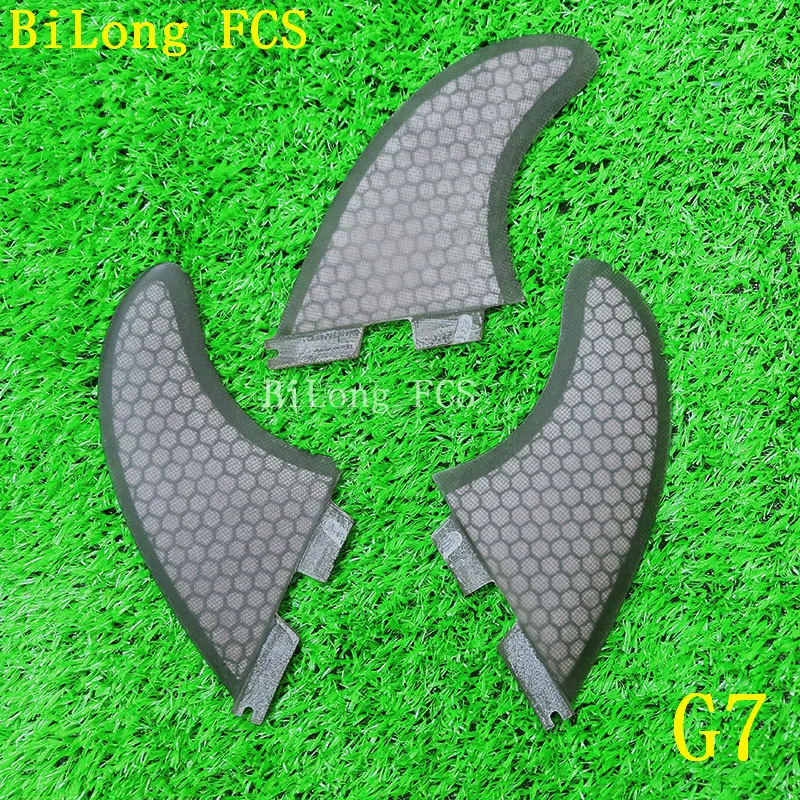 New Surfboard Fins 3PCS Set FCS II G7 fiberglass Honeycomb with carbon L size FCS 2 Fins surf Fin Quilhas Tri fins carbonfiber - Цвет: Темно-серый