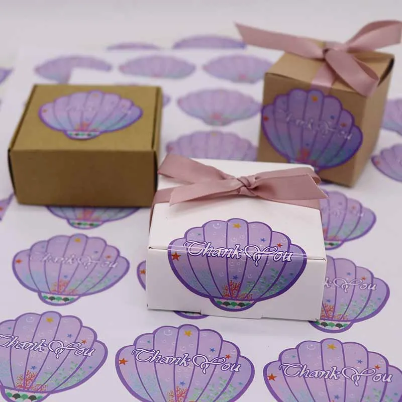 

100PCS DIY pecti shape handmade label stickers purple print white paper self adhesive labels 50.8*47.8mm custom cost extr