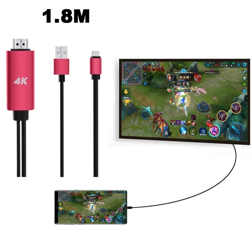 Кабель 1,8 м с разъемом типа C и HDMI 4K HD tv Цифровой AV адаптер для samsung Note 10/10+/Plus#809