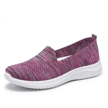 

2020 Sock Sneaker Women Spring Slip on Soft Bottom Flats Shoes Woman Flying Woven Breathable Women Causal Shoes Zapatillas Mujer