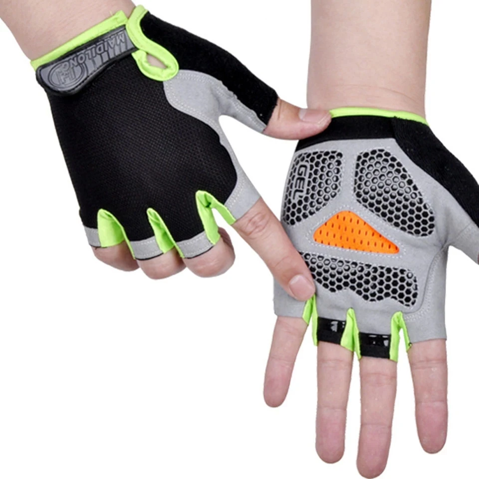 Guantes de gimnasio antideslizantes para hombre y mujer, Manoplas sin dedos  para ejercicio, entrenamiento, bicicleta, culturismo, levantamiento de  pesas Fivean Guantes deportivos