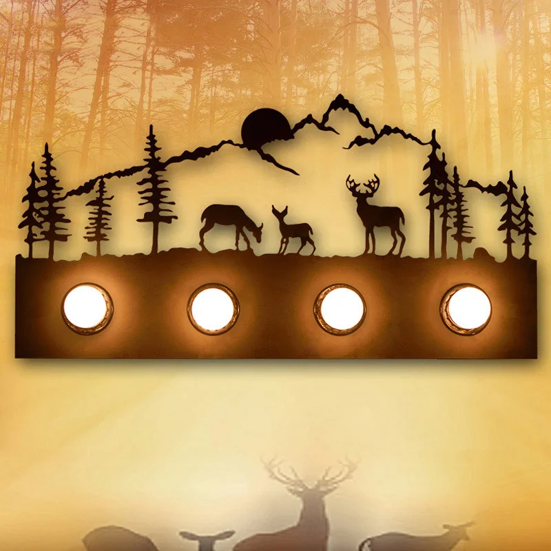 

Wall Lamp Animal Style Vintage American Country Restaurant Fashion Industrial Horse Wall Lamp E27 Lighting