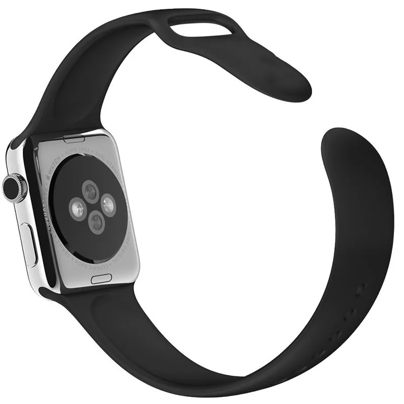 Black Мягкий силиконовый сменный ремешок для часов 44 40 мм для Apple Watch 4 5 спортивный браслет Аксессуар Ремешок для iWatch 3 2 1 издание 38 42 мм - Цвет ремешка: Black