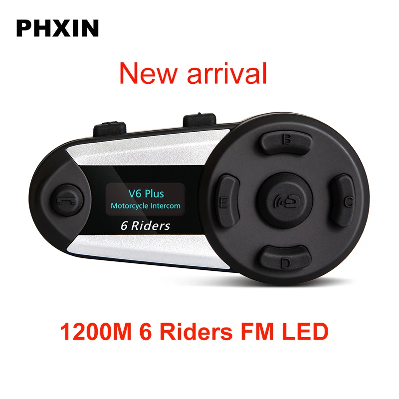 

V6 Plus Intercom Motorcycle Helmet Intercom Bluetooth helmet Headset 1200M 6 Riders Intercomunicador Interphone MP3 FM LED